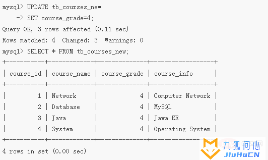 mysql如何修改一列的值